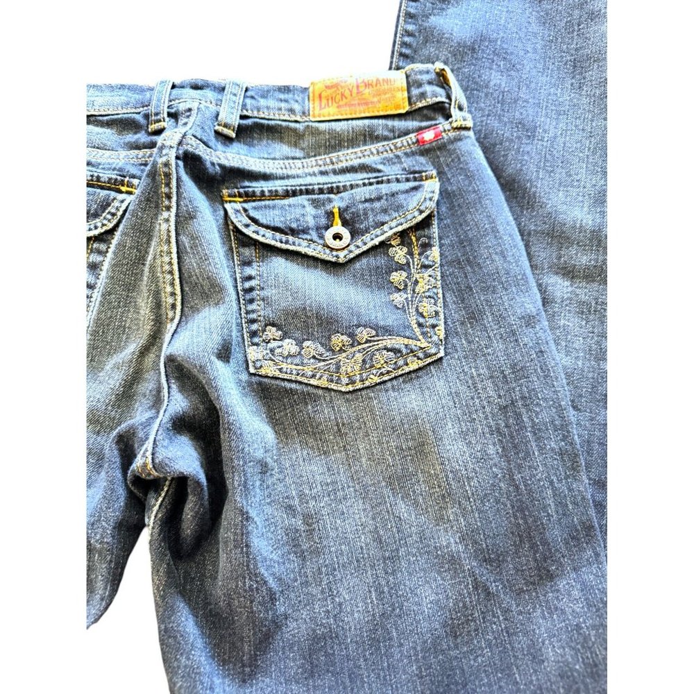Lucky Brand Jeans Dark Wash Flaired Hem Women Size 4 - Picture 7 of 9